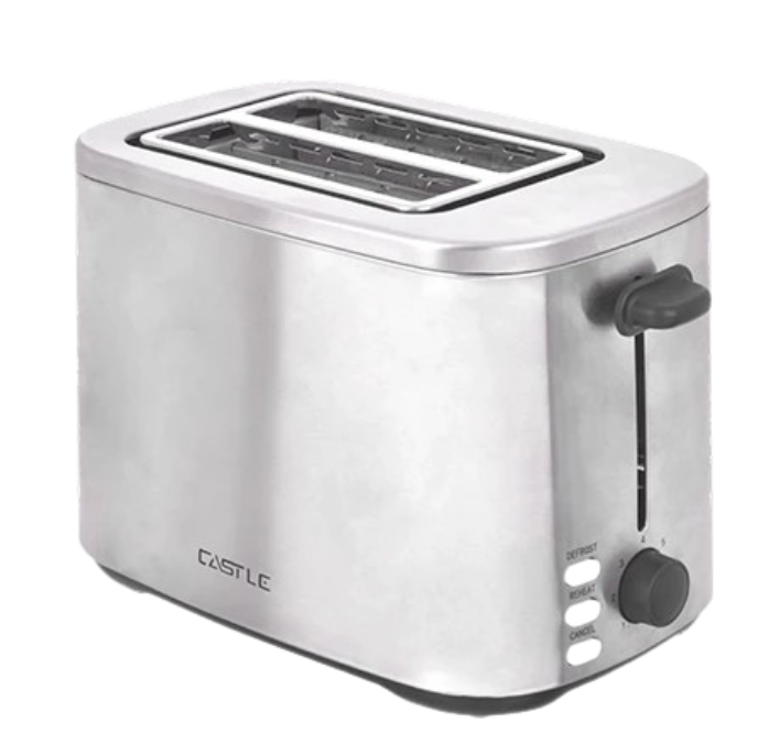 Castle Toaster , 2 Slices 900 Watt Silver - TS1090S