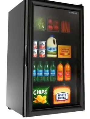 ثلاجة فريش ميني بار، 90 لتر، باب زجاج، اسود، ، FMB-140 Glass Door Black