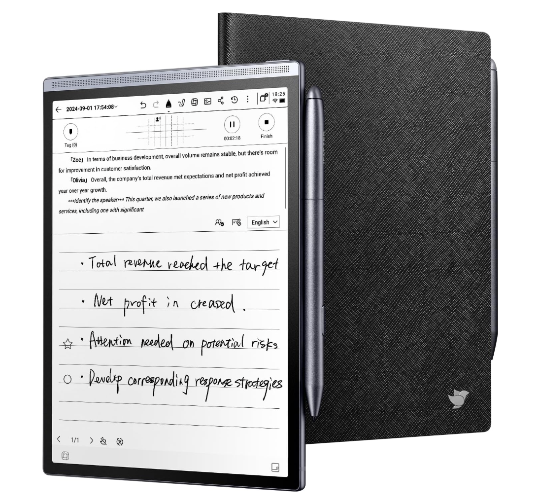 iflytek AINOTE Air 2 Bundle - Black folio case, 8.2-inch AI writing paper tablet, digital notebook with pen, voice-to-text transcription, multi-language chatgpt support