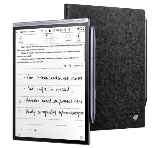 iflytek AINOTE Air 2 Bundle - Black folio case, 8.2-inch AI writing paper tablet, digital notebook with pen, voice-to-text transcription, multi-language chatgpt support