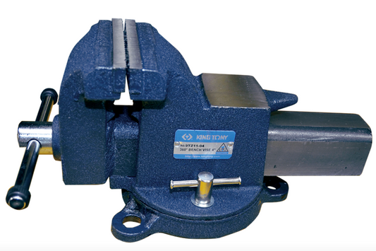 9TZ11-10 360° Cast Steel Bench Vise Cast steel body and slide ideal for heavy duty applications Ductile cast iron screw pitched acme thread ensures long life and positive action Serrated jaws design provides good grip 360 ° swivel base allows operator to 