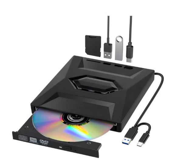 External Portable DVD ,Writer Reader,CD Burner +/-RW with USB 3.0 typc C Port& SD Card 5 in 1