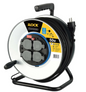 iLock Aluminium Extension Cable Reel, 4 Schuko Socket 50 Meters Cable Extension Cord