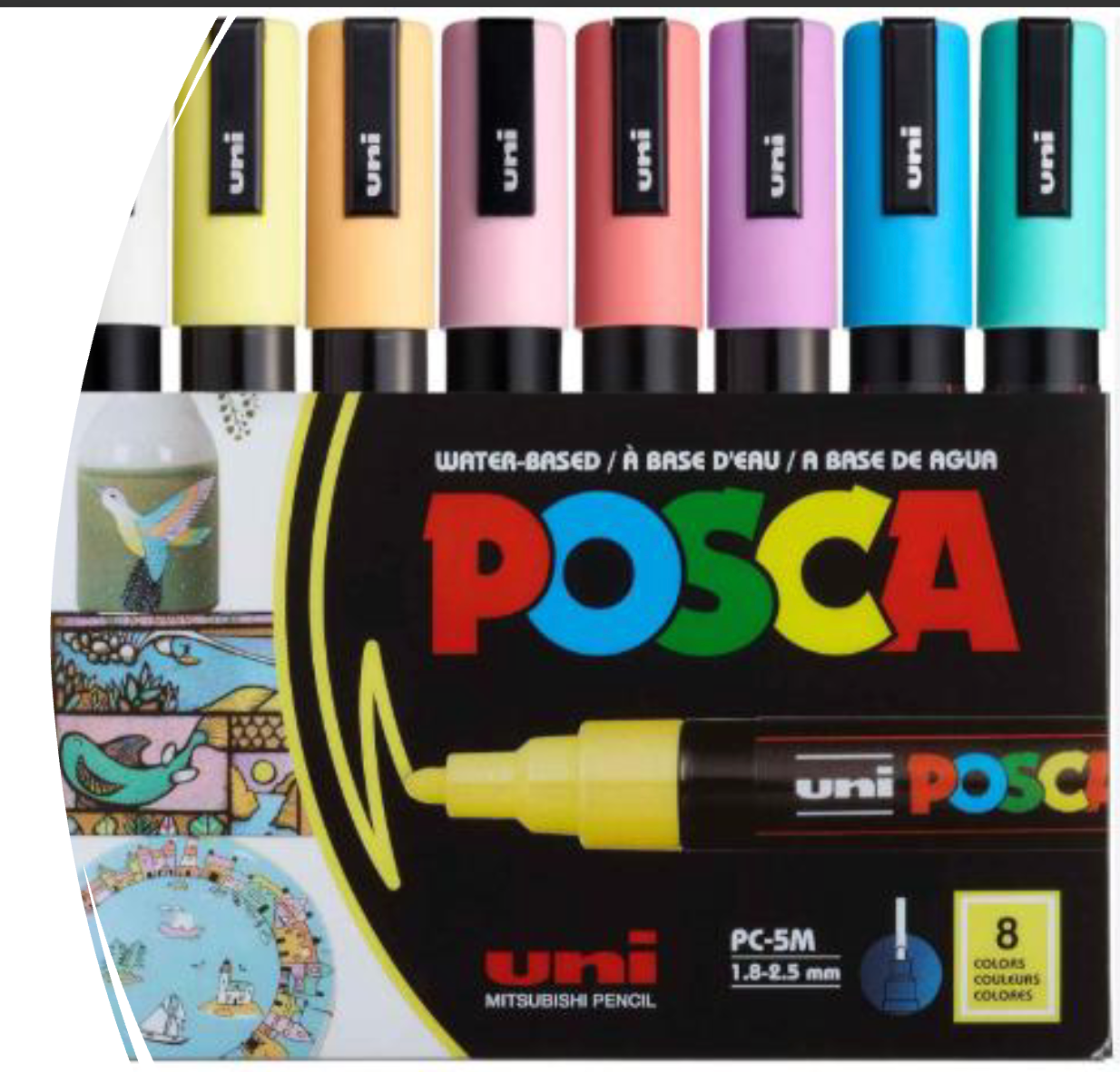 Uni-ball Posca Water-Based Paint Markers 8 c(PC-5M Colors Soft)