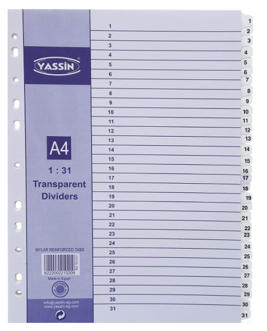 dividers 1-31