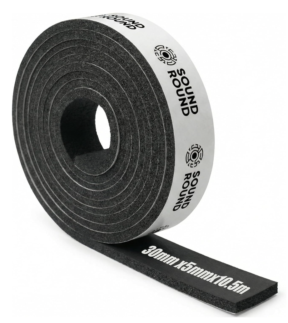 SoundRound Self-Adhesive Foam Sealing Tape, 30 mm (W) x 5 mm (D), Foam Rubber Self-Adhesive for Door Window, Door Seal, Weatherproof, Anti-Collision, Sound Insulation, Total Length 10.5 m