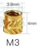 M3 Knurled Brass Threaded Insert Nut M3